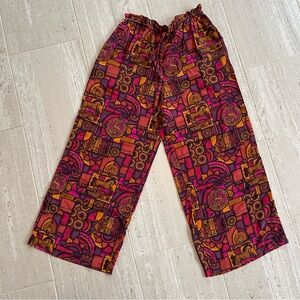 Vintage Gary Fabrikant 100% silk wide leg pants 1994 art print horse size 12